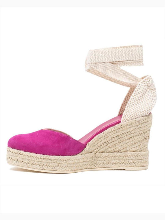 Women's Suede Platform Espadrilles Fuchsia