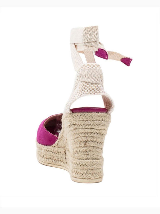 Women's Suede Platform Espadrilles Fuchsia