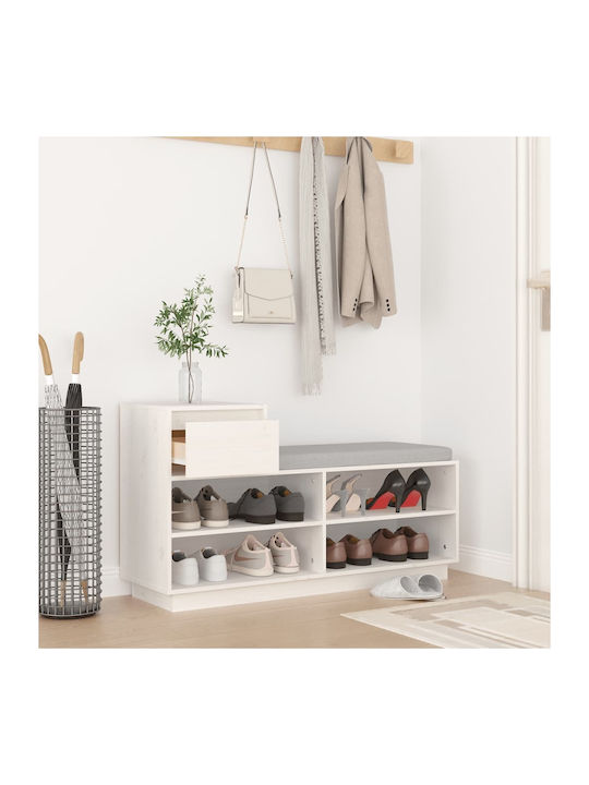 Shoe Organizer with 4 Shelves White 110x34x61cm