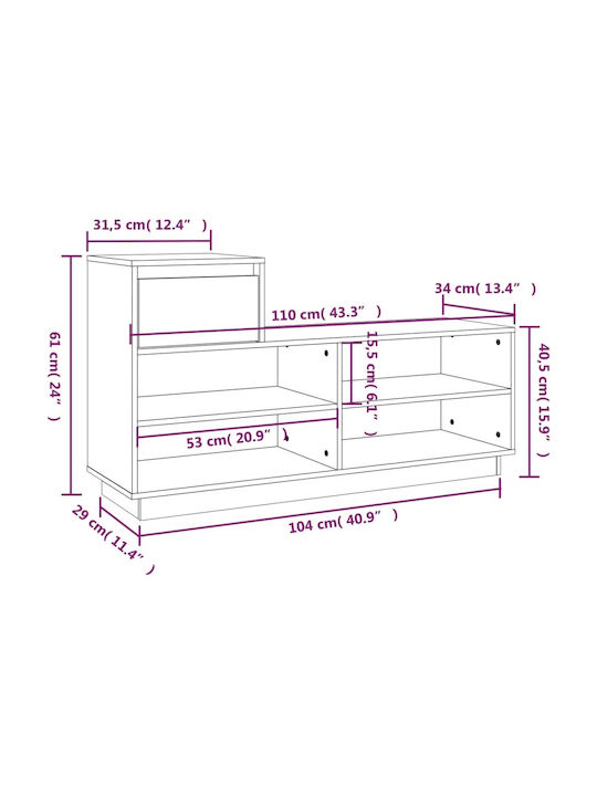 Shoe Organizer with 4 Shelves White 110x34x61cm