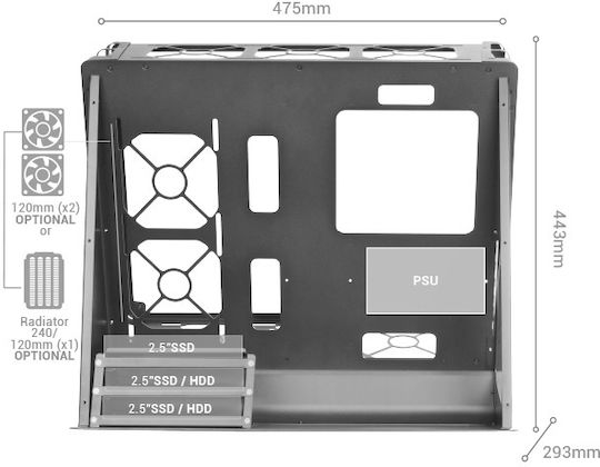 Mars Gaming MCBW Gaming Midi-Turm Computergehäuse Weiß
