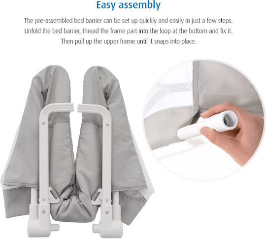 Reer By My Side Foldable Bed Rail Guard Simple Placement made of Fabric in Gray Color 150x50cm 1pcs