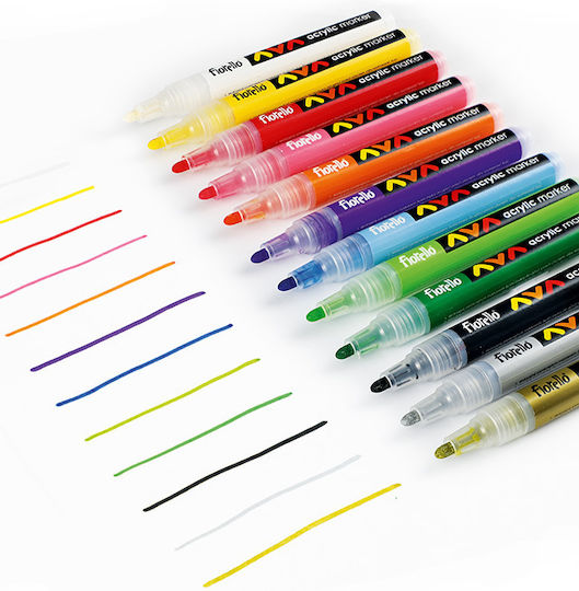 Fiorello Neon Drawing Markers 2mm Set 12pcs