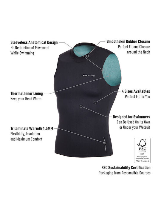 Buddyswim 250840 Vestă De Scufundare Neagră 1.5mm