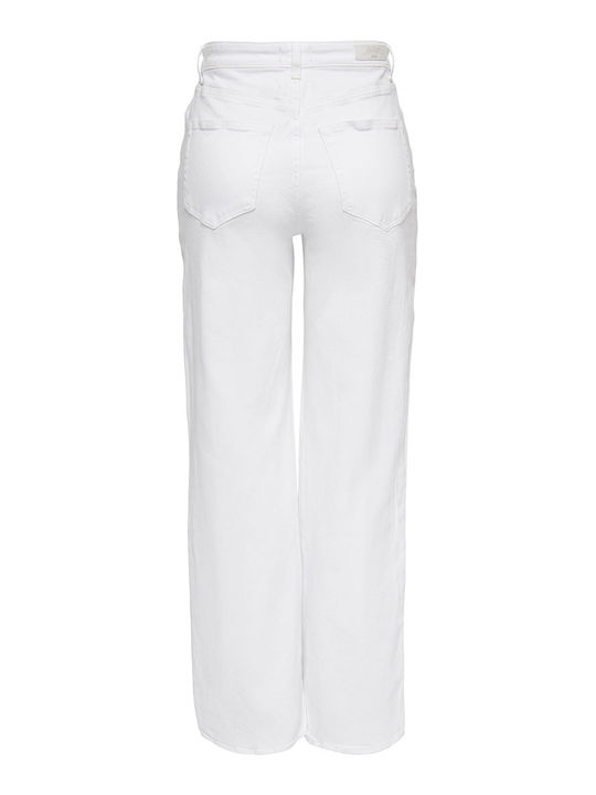 Wide Women's Jean Trousers in Wide Line White