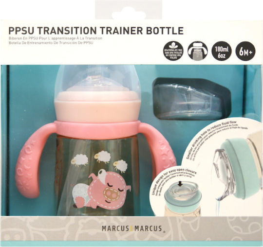 Marcus & Marcus Piglet Educational Sippy Cup Plastic with Handles Pink for 6m+m+ 180ml