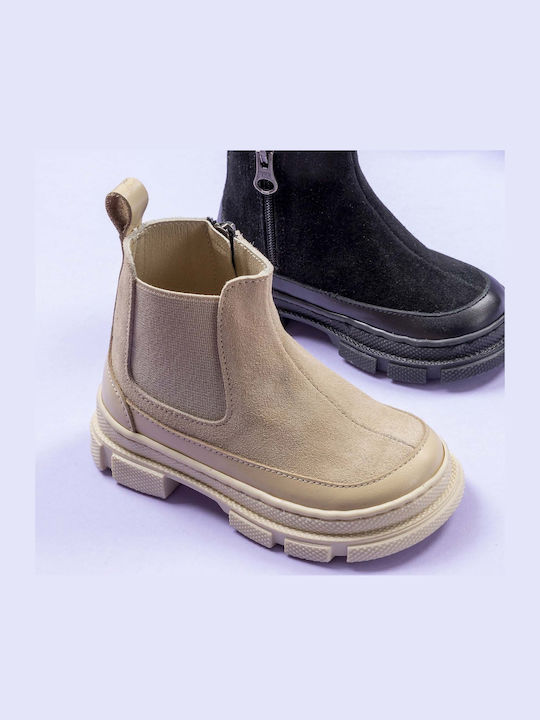 Kids Boots with Zipper Beige