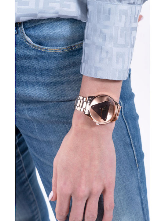 Guess Γυναικείο Ρολόι 36mm Χρονογράφος Μπαταρίας με Ροζ Χρυσό Μεταλλικό Μπρασελέ