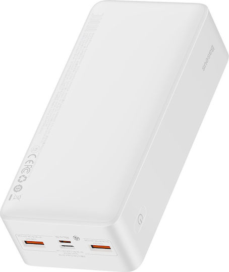 Baseus Bipow Overseas Edition Power Bank 30000mAh 20W с 2 USB-A порта и USB-C порт Бял