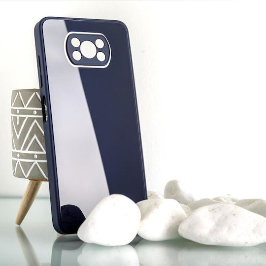 iNOS Glass Back Cover Tempered Glass / Σιλικόνης Navy Μπλε (Galaxy A33 5G)