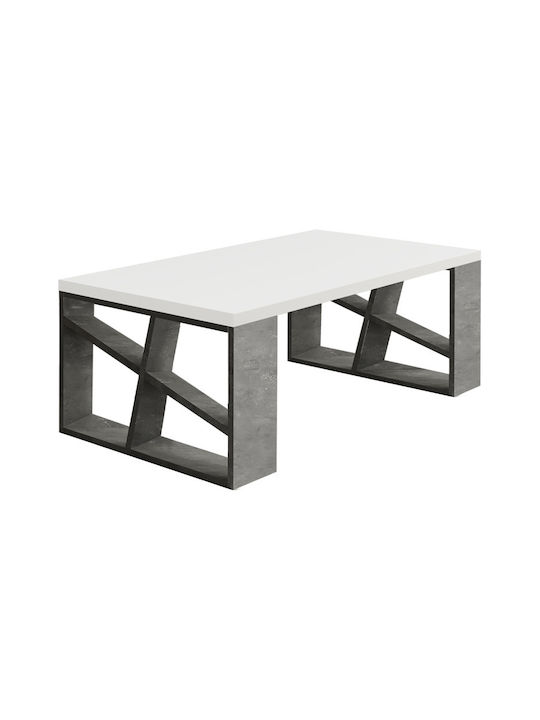 Rectangular Central Coffee Table Honey Wooden Gray Retro White M105xW60xH40cm