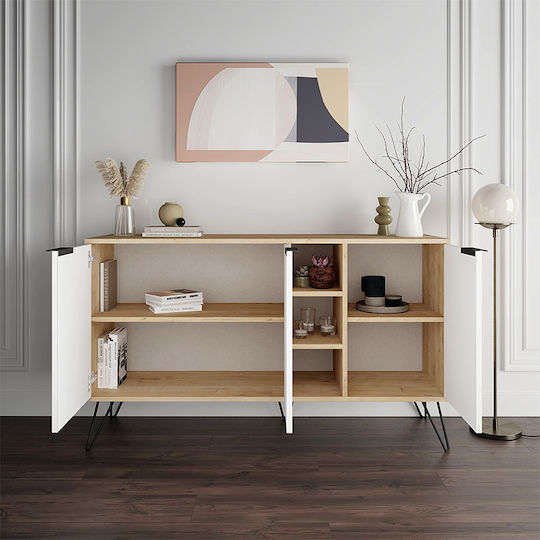 Flynn Wooden Sideboard Beige 142x35.6x83cm