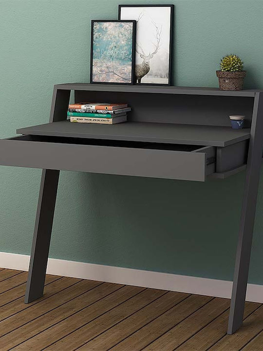 Secretary Desk Cowork Wooden Charcoal 94x50x91cm