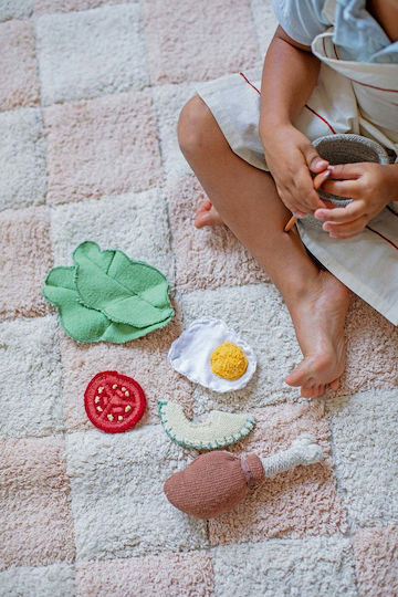 Lorena Canals Handmade Kids Cotton Rug Kitchen Tiles 120x160cm Rose