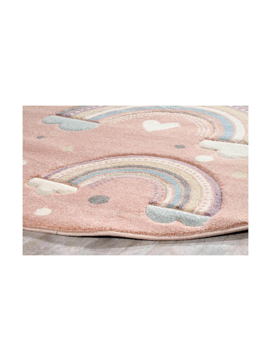 Tzikas Carpets 40109-255 Детско килимче Розов Кръгло с диаметър 160см Дебелина 13мм