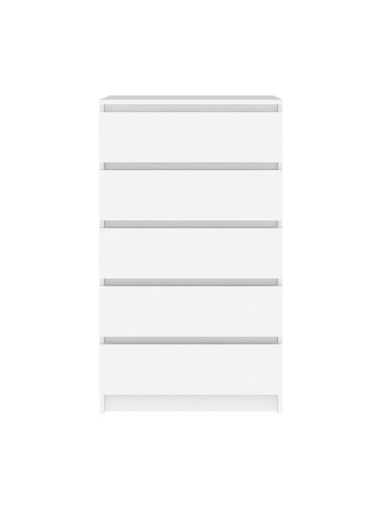 Wooden Bedroom Chest of Drawers With 5 Drawers White 60x36x103cm