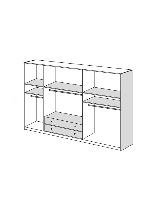 Πεντάφυλλη Ντουλάπα με Πατάρι Σταχτί 252x60x233cm