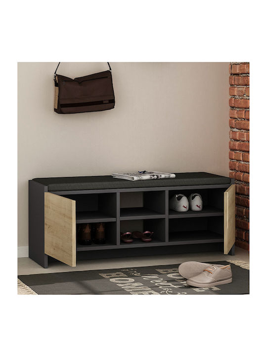 Zulla Wooden Shoe Organizer with 6 Shelves Anthracite / Natural 110x37x43cm