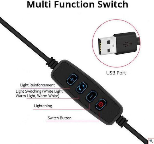 Photo Lamp Led USB Ringlicht 26cm 3200 - 6500K mit Desktop Ständer/Halterung Halterung und Halterung für Handy