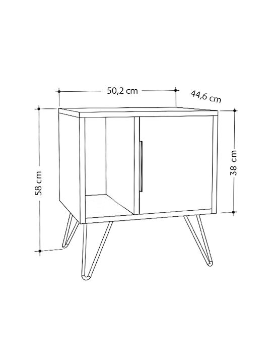 Κομοδίνο Glynn Ξύλινο Λευκό 50.2x44.6x58cm