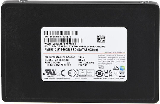Samsung PM897 SSD 960GB Typ 2.5'' mit SATA III Verbindung Bulk