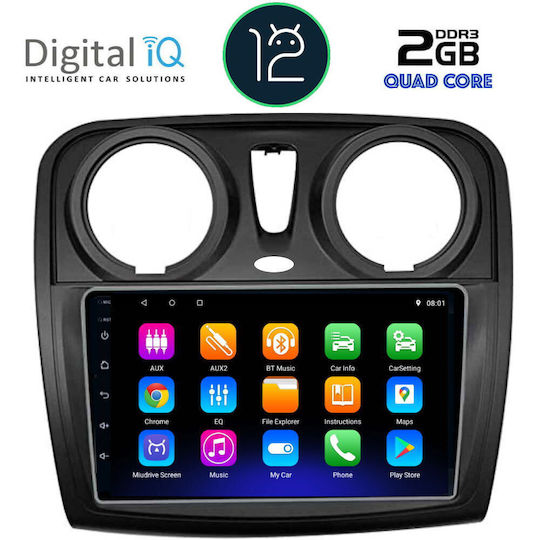 Digital IQ Car Audio System for Renault Dokker Dacia Dokker Dokker 2012+ (Bluetooth/USB/AUX/WiFi/GPS/Apple-Carplay/Android-Auto) with Touch Screen 9"