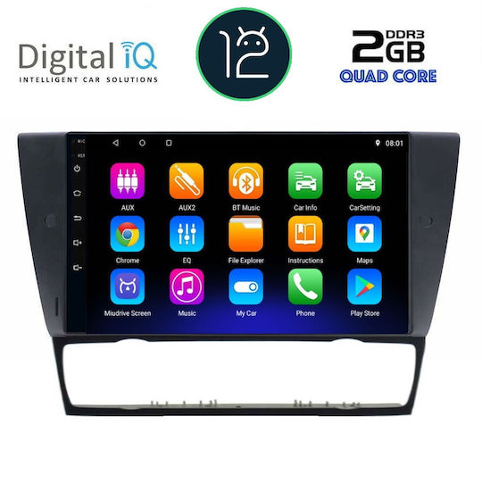Digital IQ Car Audio System for BMW Series 3 / Series 3 (E90) / E91 / E92 / E90 E90/E91/E92/E93 (Bluetooth/USB/AUX/WiFi/GPS/Apple-Carplay/Android-Auto/CD) with Touch Screen 9"
