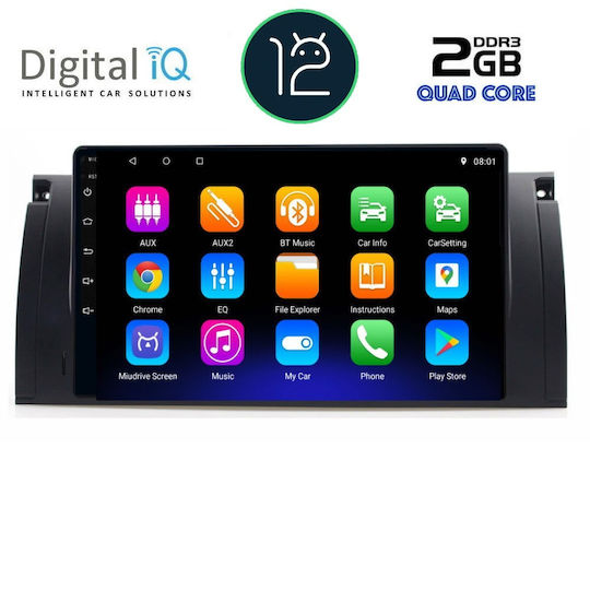 Digital IQ Car Audio System for BMW Series 5 (E39) / X5 (E53) / X5 / Series 5 / E39 1997-2005 (Bluetooth/USB/AUX/WiFi/GPS/Apple-Carplay/Android-Auto/CD) with Touch Screen 9"