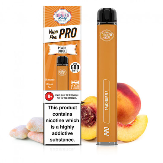Dinner Lady Pro Disposable Electronic Cigarette 600 Puffs Peach Bubble 2ml 20mg Peach Bubble Coffee 1pcs