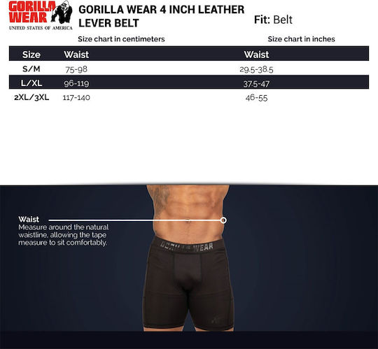 Gorilla Wear Centură de ridicat greutăți pentru talie Piele
