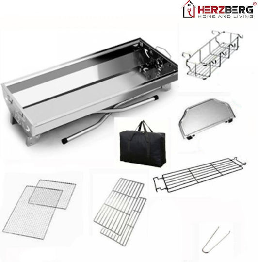 Herzberg Ανοξείδωτη Φορητή Ψησταριά Κάρβουνου 100x28εκ.