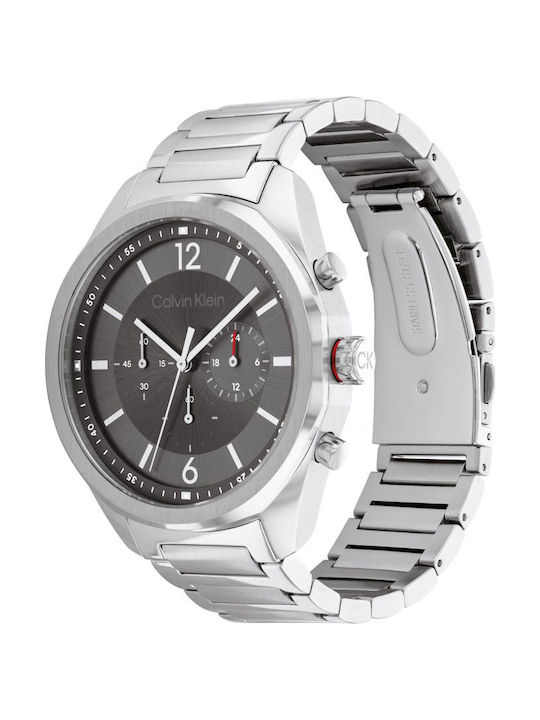 Calvin Klein Force Ανδρικό Ρολόι 44mm Χρονογράφος Μπαταρίας με Ασημί Μεταλλικό Μπρασελέ