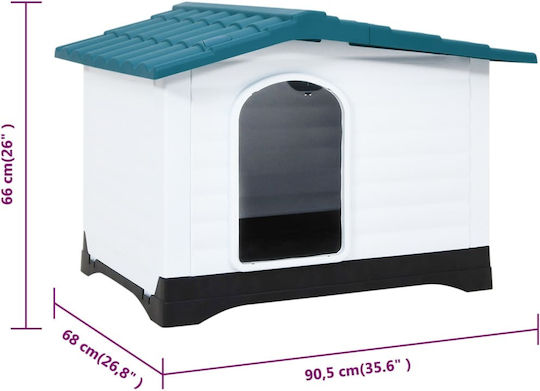 vidaXL Hundehaus Kunststoff Außenbereich Blau 90.5x68x66cm