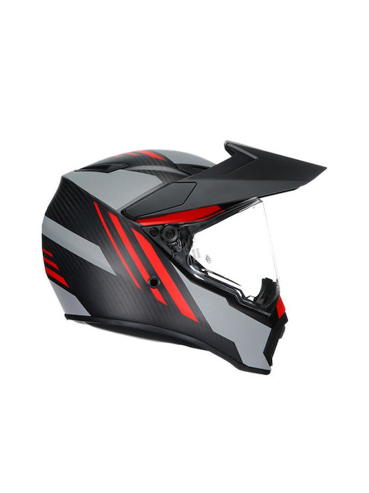 AGV AX-9 Dual Matt Carbon/Red Κράνος Μηχανής On-Off 1540gr με Pinlock