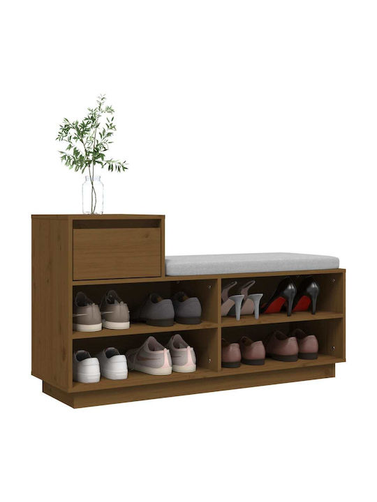Shoe Organizer with 4 Shelves Brown Honey 110x34x61cm