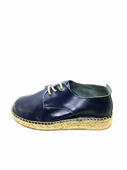 Adam's Shoes Lederne Damen Espadrilles in Blau Farbe