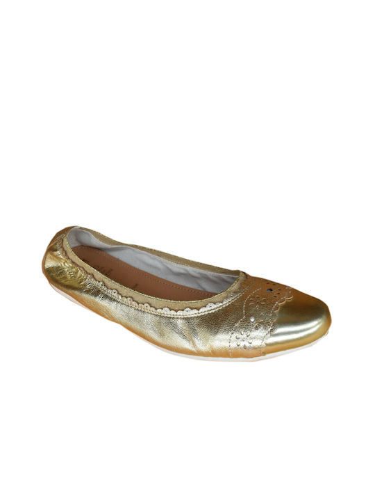 Geox Anatomic Leather Ballerinas Gold