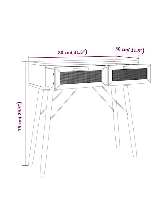 Solid Wood Console Table L80xW30xH75cm