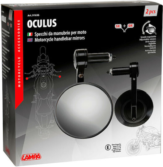Lampa Огледала за мотоциклет 2бр Черен