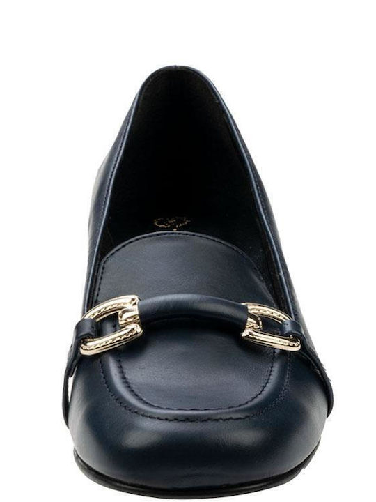 S Leder Pumps Marineblau