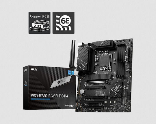 MSI Pro B760-P WIFI DDR4 Дънна платка ATX с Intel 1700 Сокет