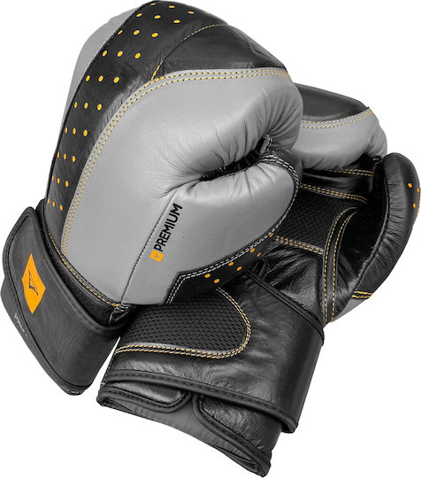 eBoxing Boxing Premium Γάντια Πυγμαχίας Δερμάτινα για Αγώνα Γκρι