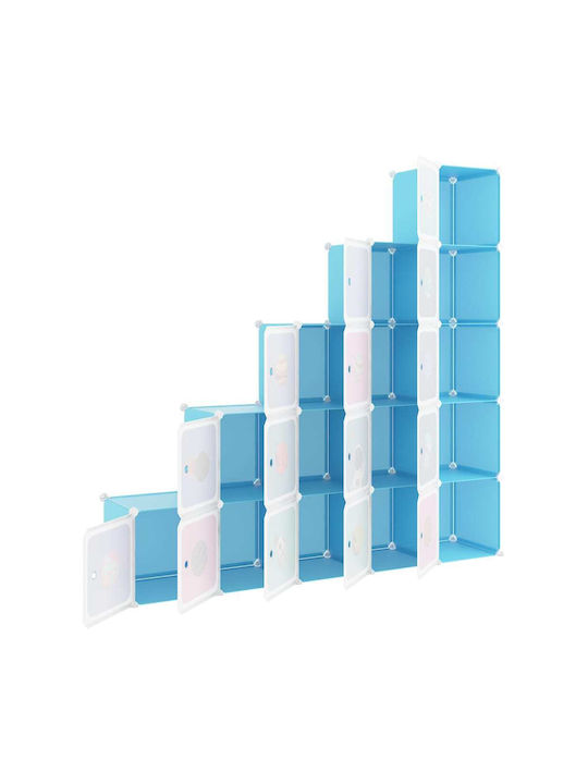 vidaXL Spielzeug Aufbewahrungssystem aus Kunststoff Blau 155x31.5x154cm 15Stück