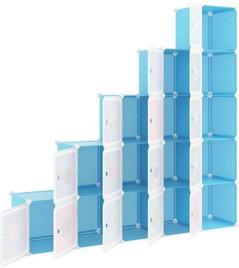 vidaXL Spielzeug Aufbewahrungssystem aus Kunststoff Blau 155x31.5x154cm 15Stück