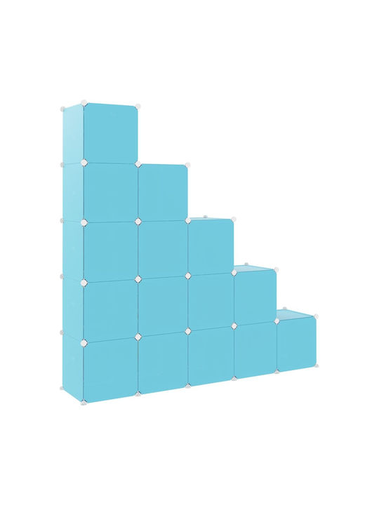 vidaXL Spielzeug Aufbewahrungssystem aus Kunststoff Blau 155x31.5x154cm 15Stück