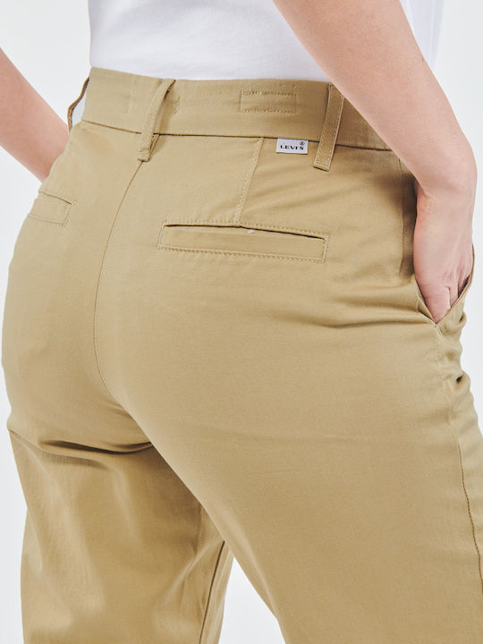 Essential Γυναικείο Chino Παντελόνι Βαμβακερό σε Carrot Εφαρμογή Μπεζ