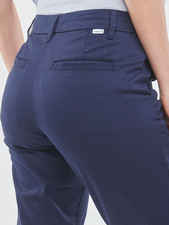 Essential Γυναικείο Chino Παντελόνι Βαμβακερό σε Carrot Εφαρμογή Navy Μπλε