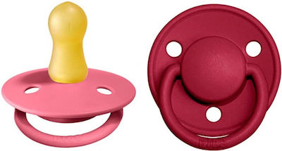 Bibs Pacifiers Rubber Deluxe Coral / Ruby for 6-12 months 2pcs