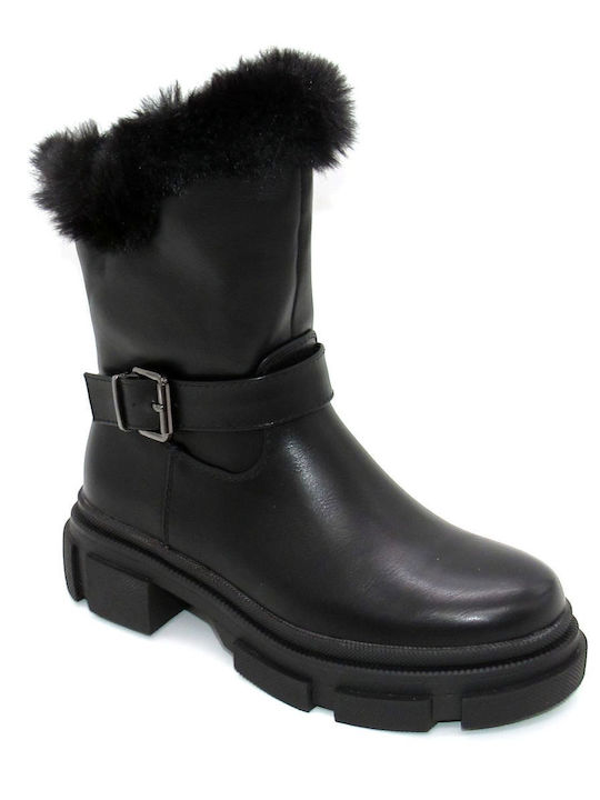 Flache Damen Freizeitstiefel TLP 8775-8 Schwarz