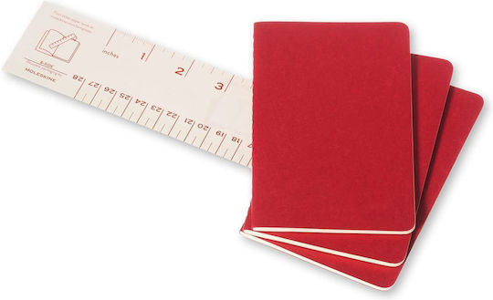 Moleskine Cahier Комплект 3 Бележника 60 Листа На Райета Червени